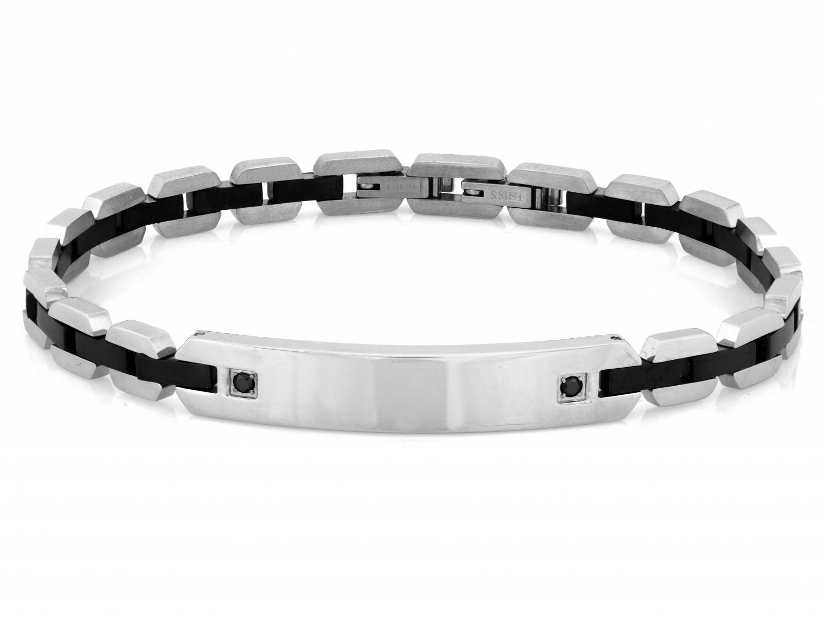 Pánský ocelový náramek s plechem pod gravírování, lesklý, vel.