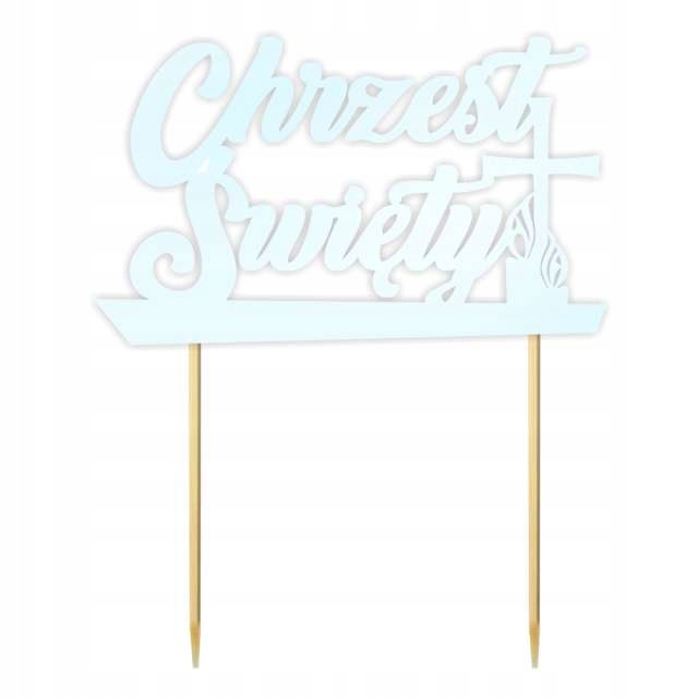 TOPPER papier TORT CHRZEST ŚWIĘTY błękit perłowy