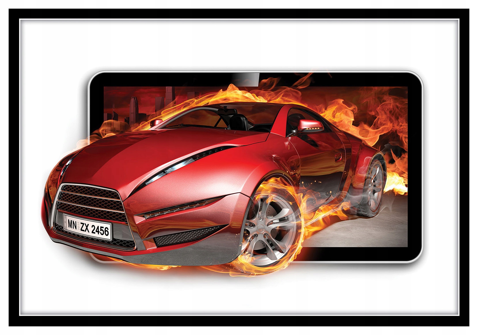 Tapeta Červené auto oheň hi-tech Sportovní auto vinylová 254x184 lepidlo