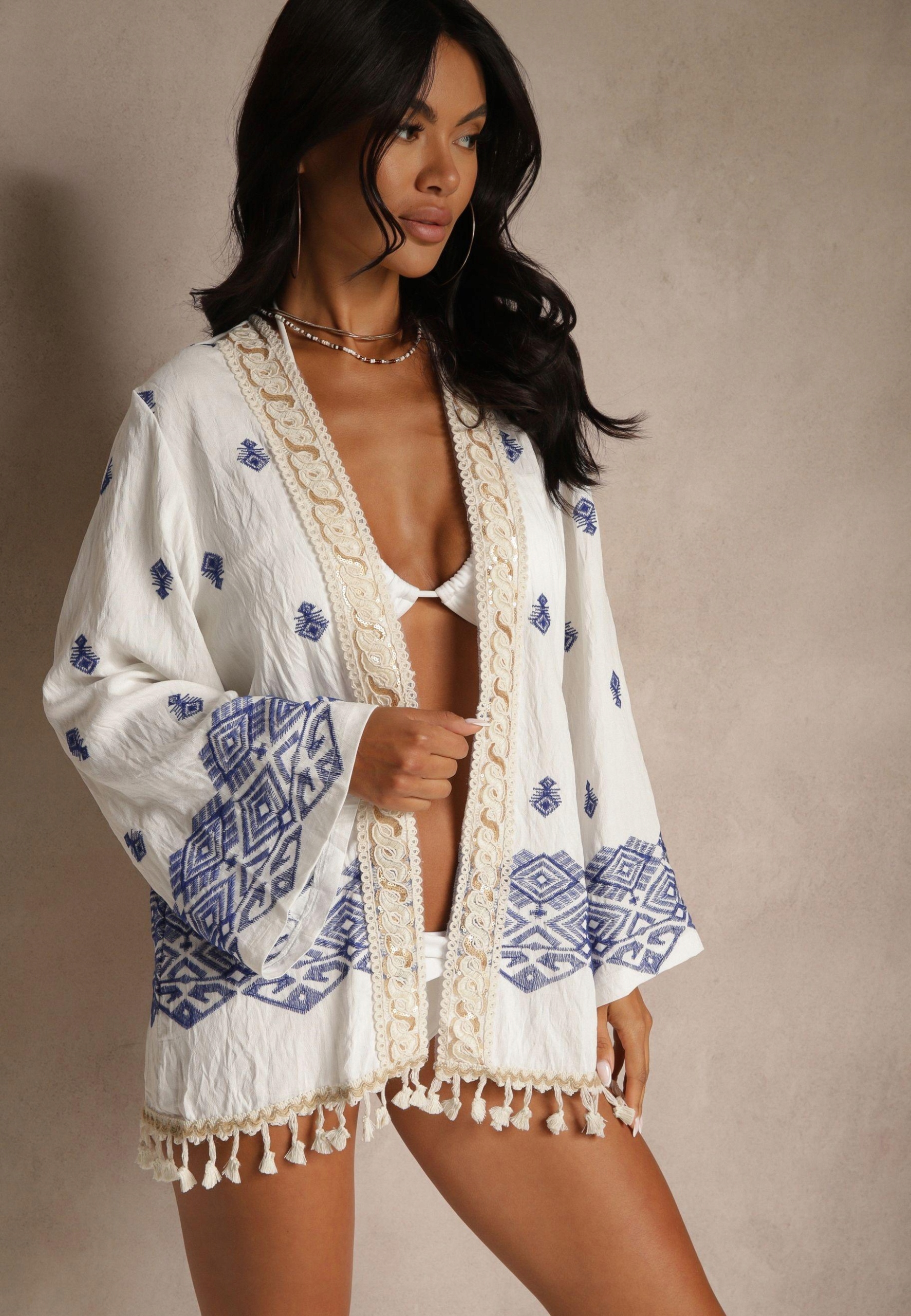 Renee Białe Ponczo damski