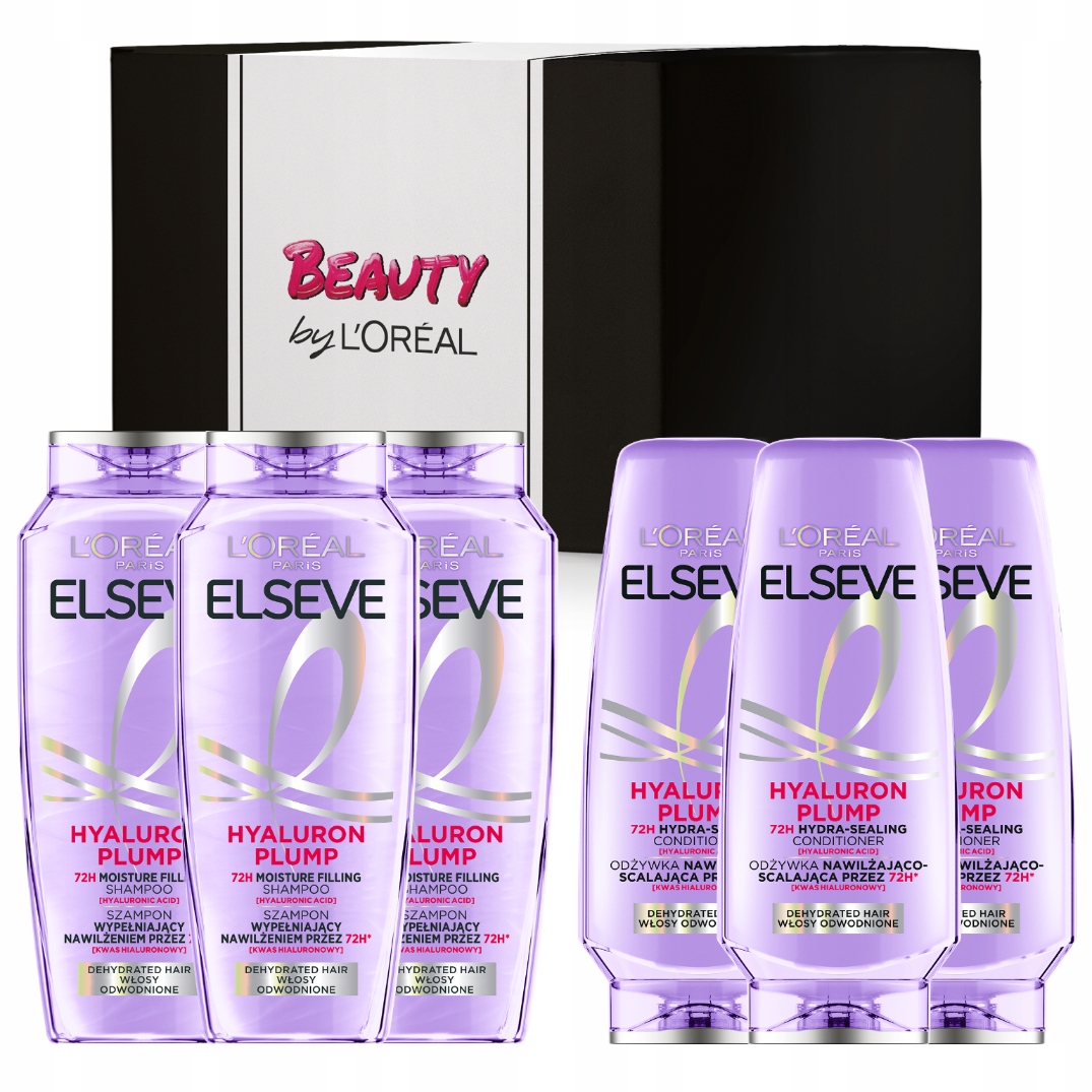 Zestaw Elseve Hyaluron Plump Szampon 3x 400ml i Odżywka 3x 200ml do Włosów