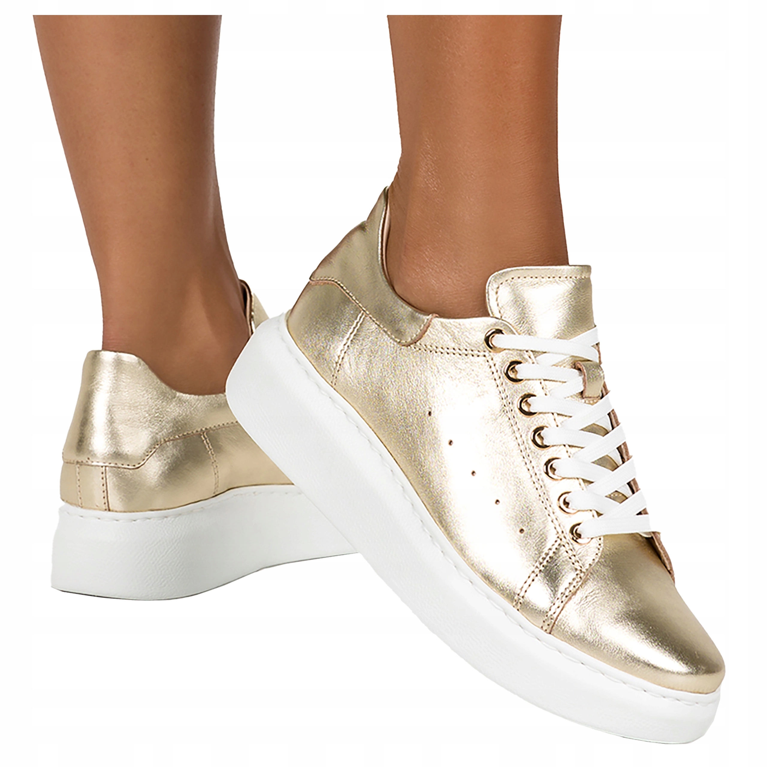 Kožené Tenisky Zlaté Dámské Sportovní obuv Polský Výrobek vel. 39