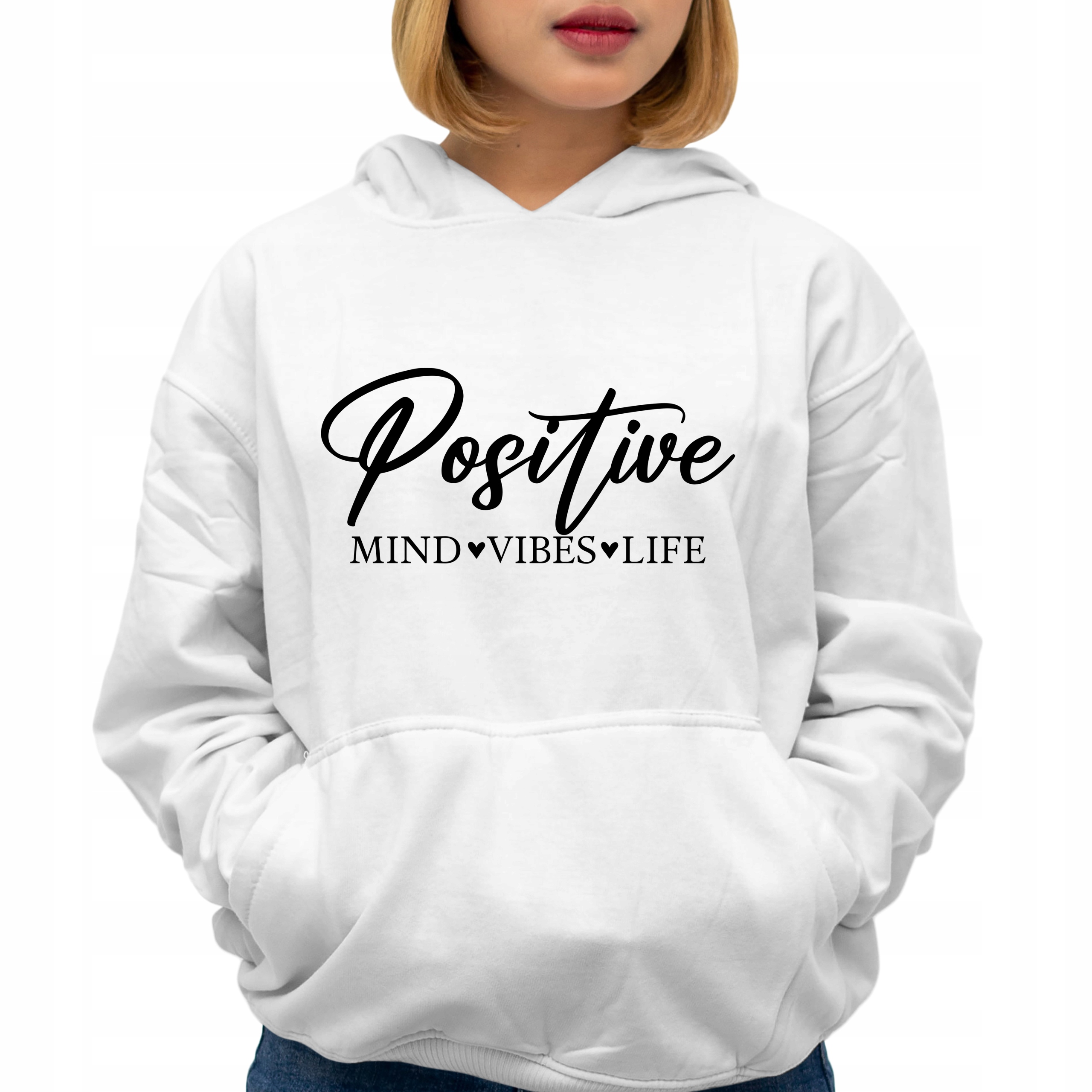 Mikina s vanilkovou Kapuce Positive Mind Vibes jako Dárek Vzory Vel M