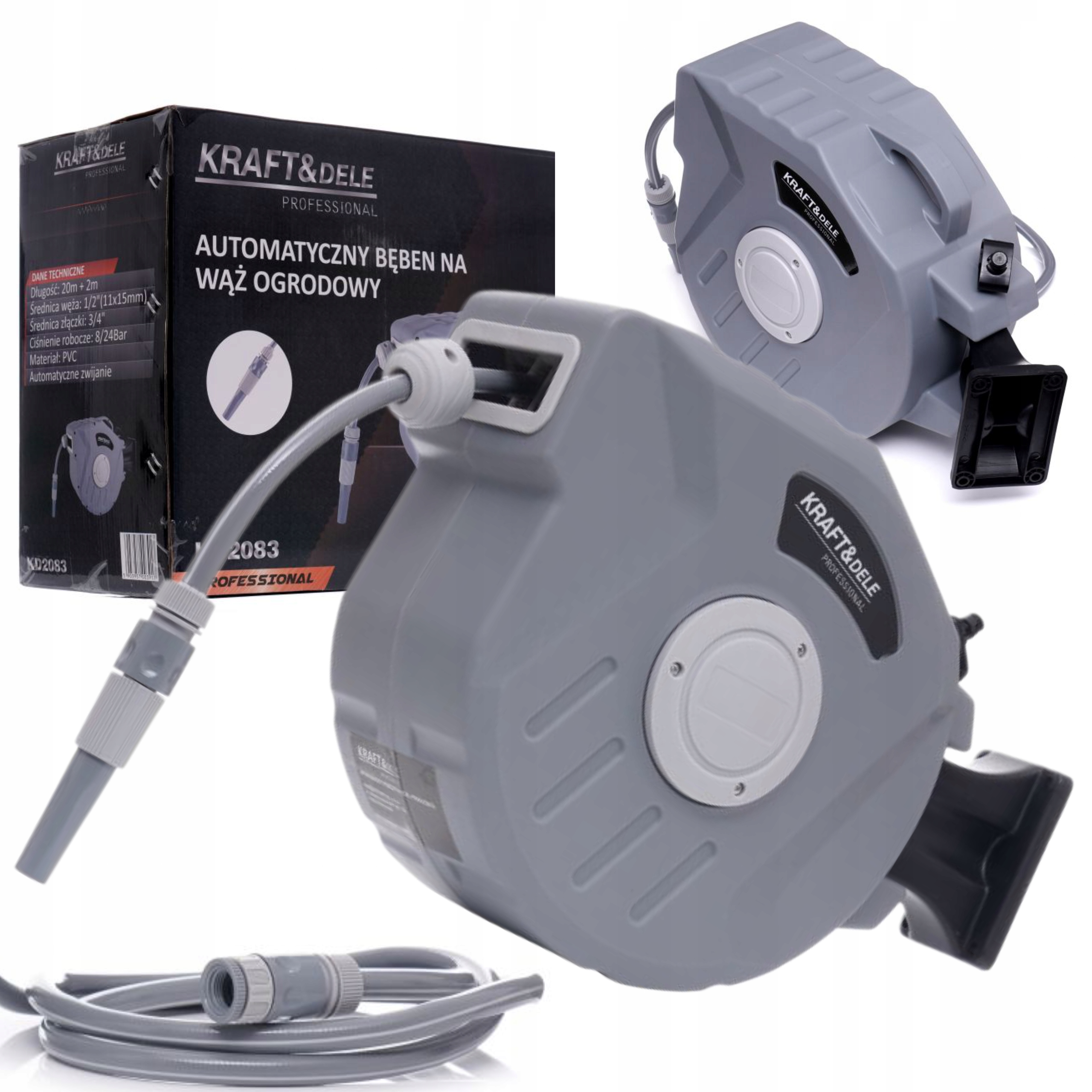 Wąż Automatyczny bęben z wężem ogrodowy 20m+2m 1/2" KD2083