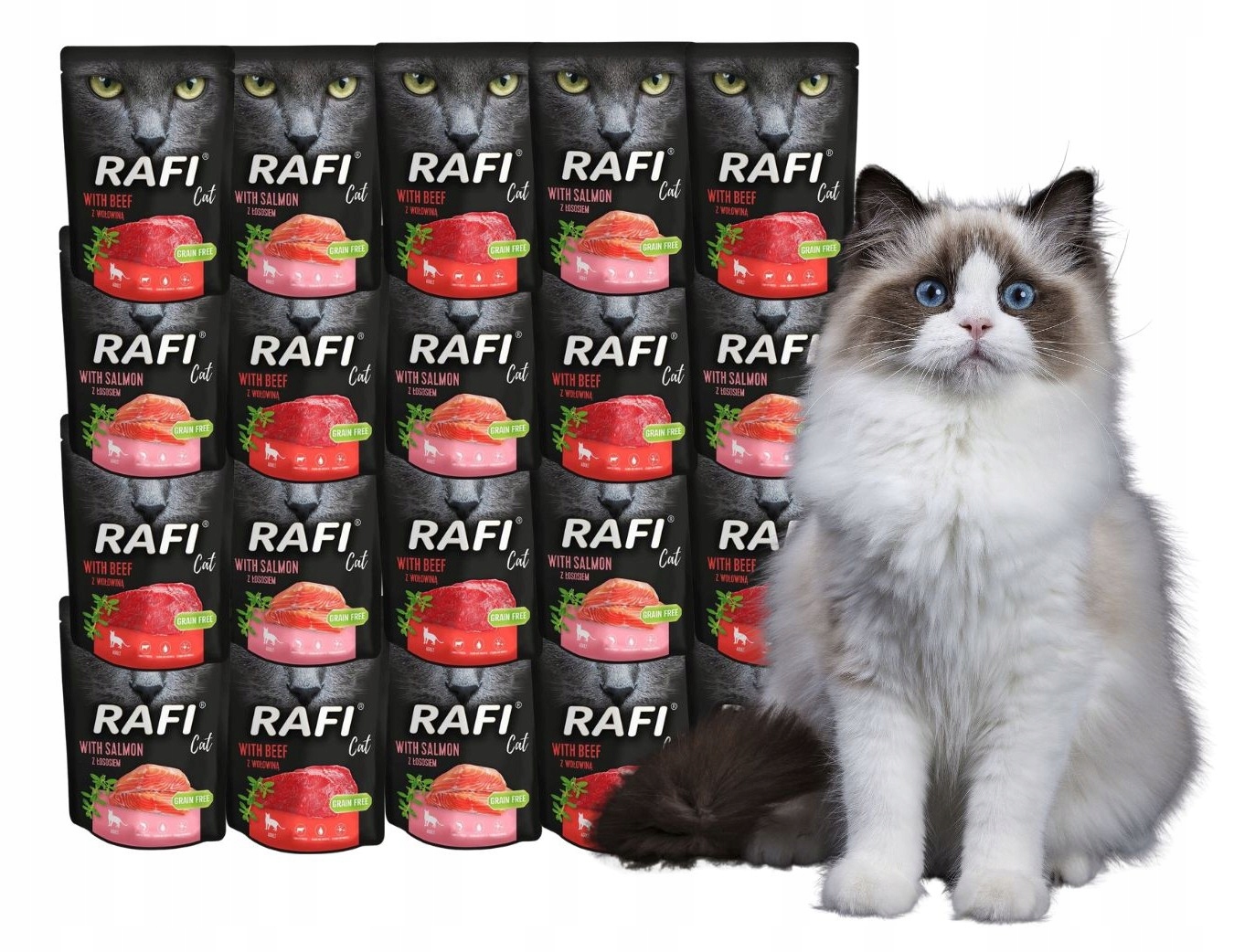 Levně Rafi mokré krmivo pro kočky mix chutí 20x300g Bez Obilí Dolina Noteci