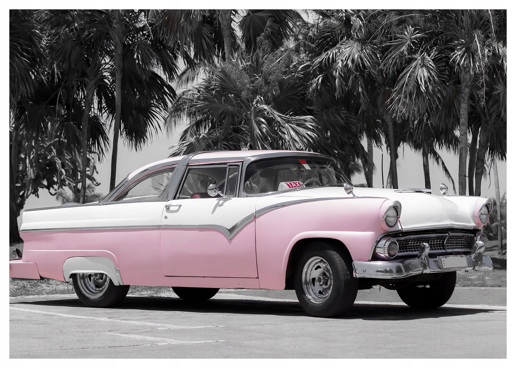 Fototapeta flizelina Retro Auto Taxi Palmy Nostalgie Klasika 200x140 lepidlo