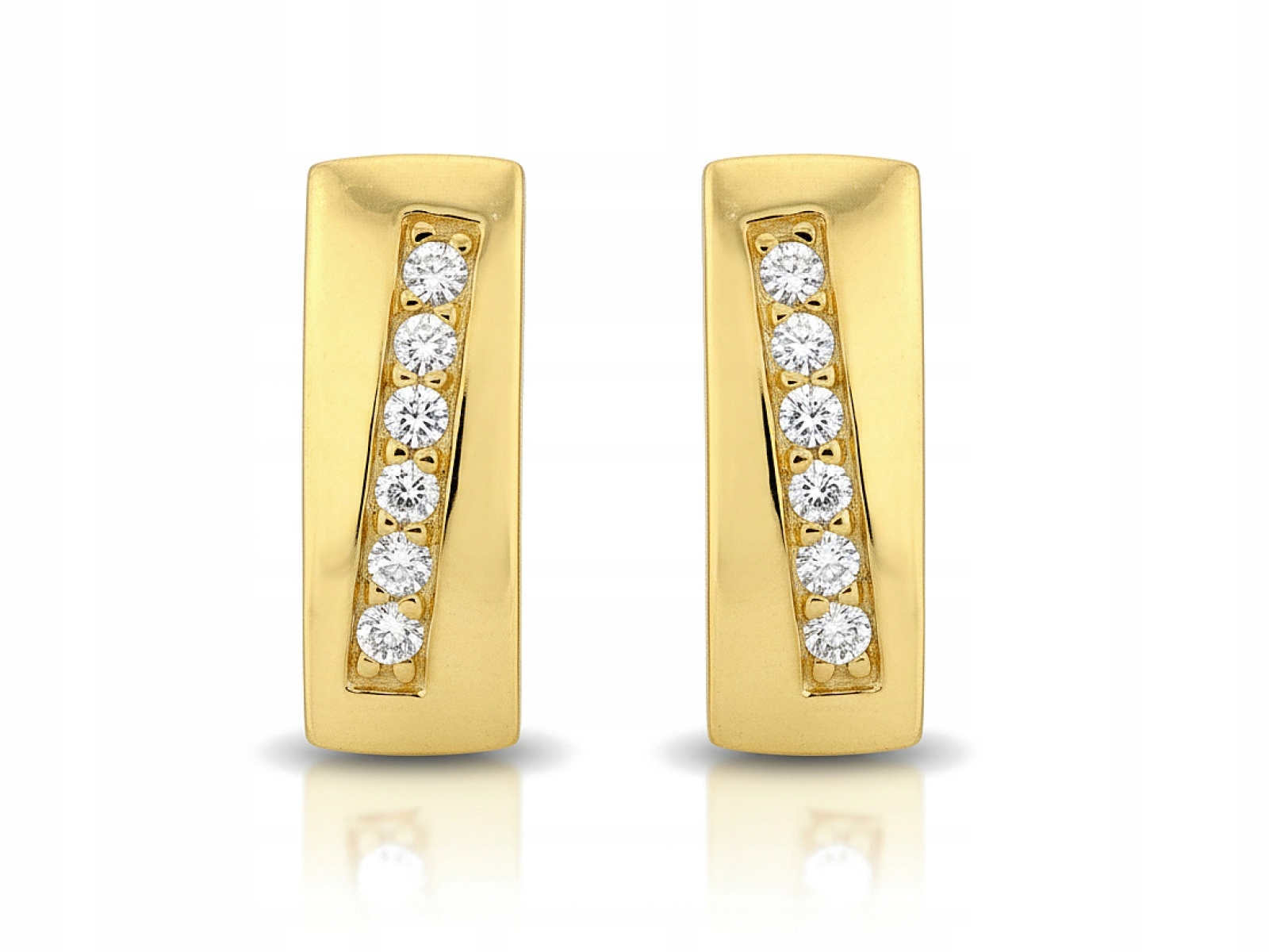 Dámské Zlaté Náušnice 585 obdélníkové u ucha na tyči pro ni