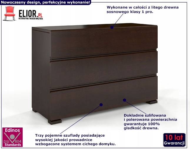 KOMODA PALISANDER Z SZUFLADAMI DREWNIANA = SOSNOWA Kod producenta HQ478