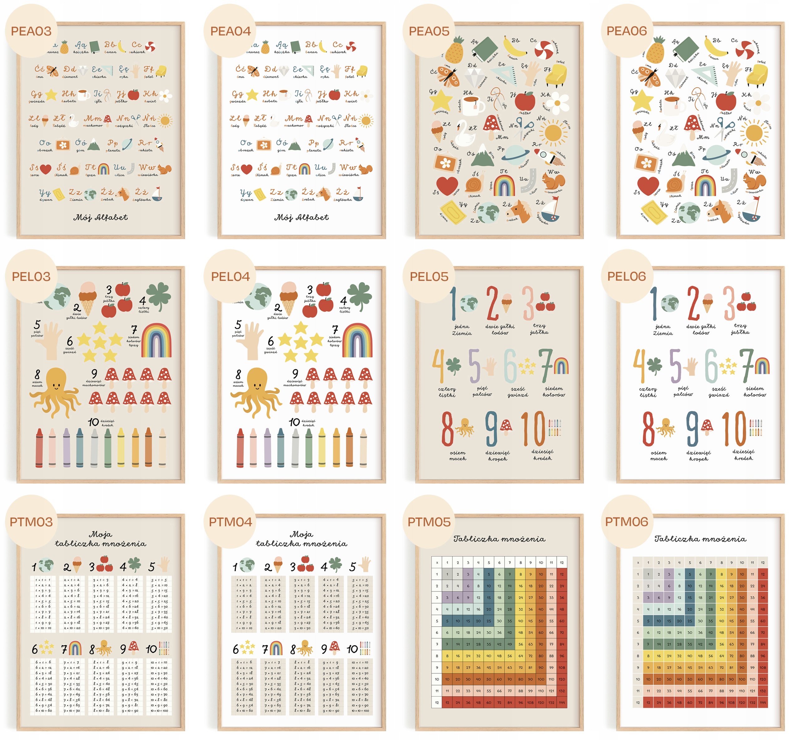 Plakat Tęcza KOLORY A3 30x40 cm DEKORACJA POKOJU DZIECKA Długość 30 cm