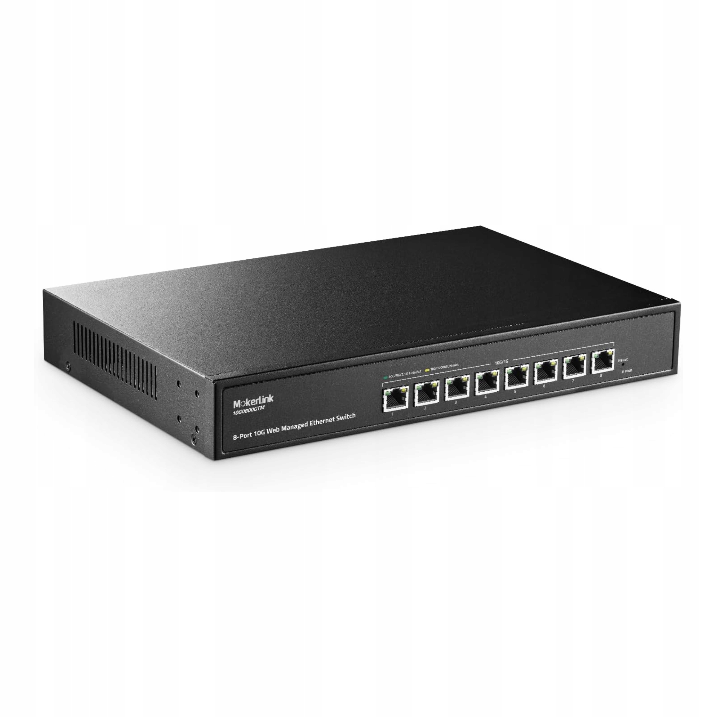 8-Portowy Przełącznik Internetowy 10G/5G/2.5G/1000M Przepustowość 160 Gb/s