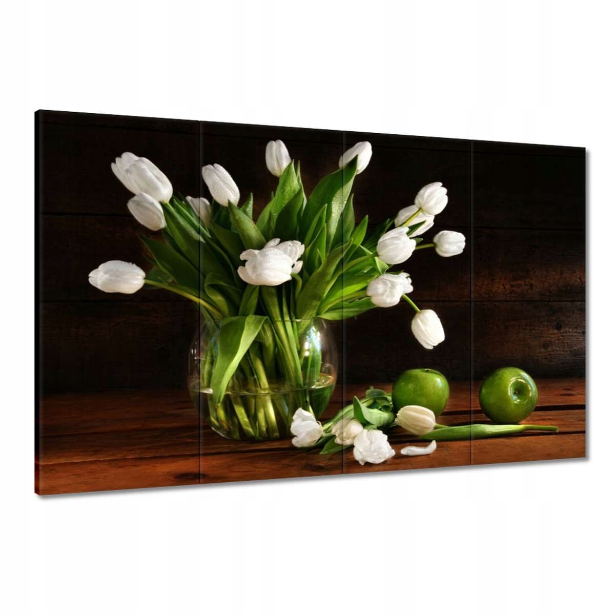 Obrazy 120x80 Bílé tulipány Tmavé pozadí