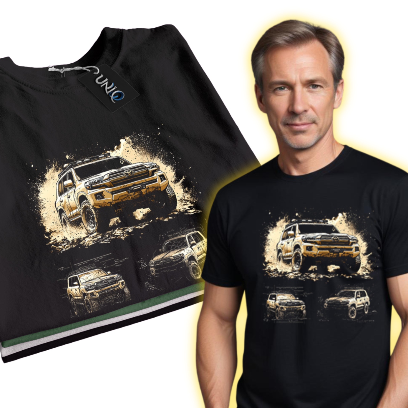 Męska koszulka Fana Motoryzacji Toyota Land Cruiser czarny T-shirt XXL