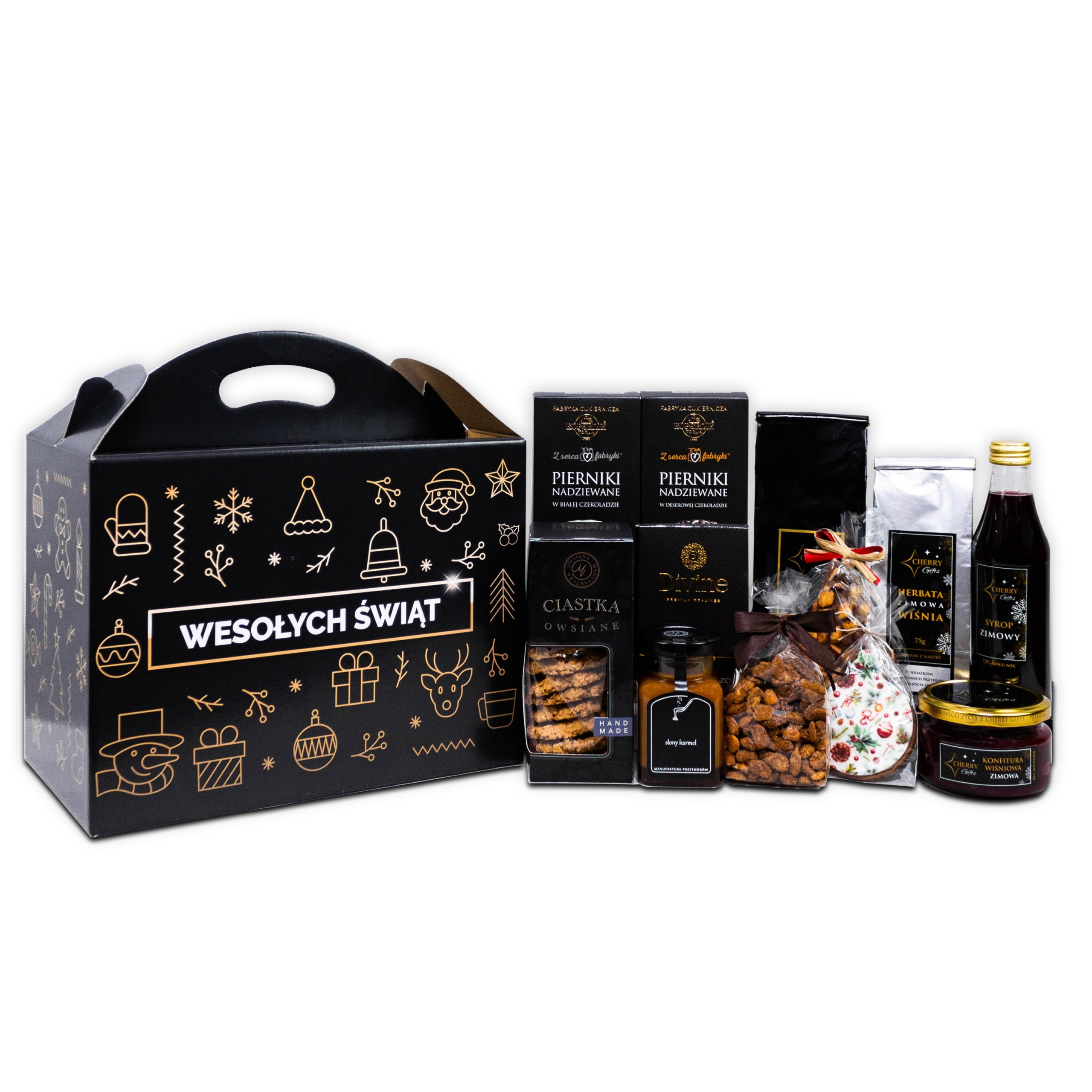 Levně Elegantní Vánoční Box, hotový Dárek, sladkosti a třešňové speciality