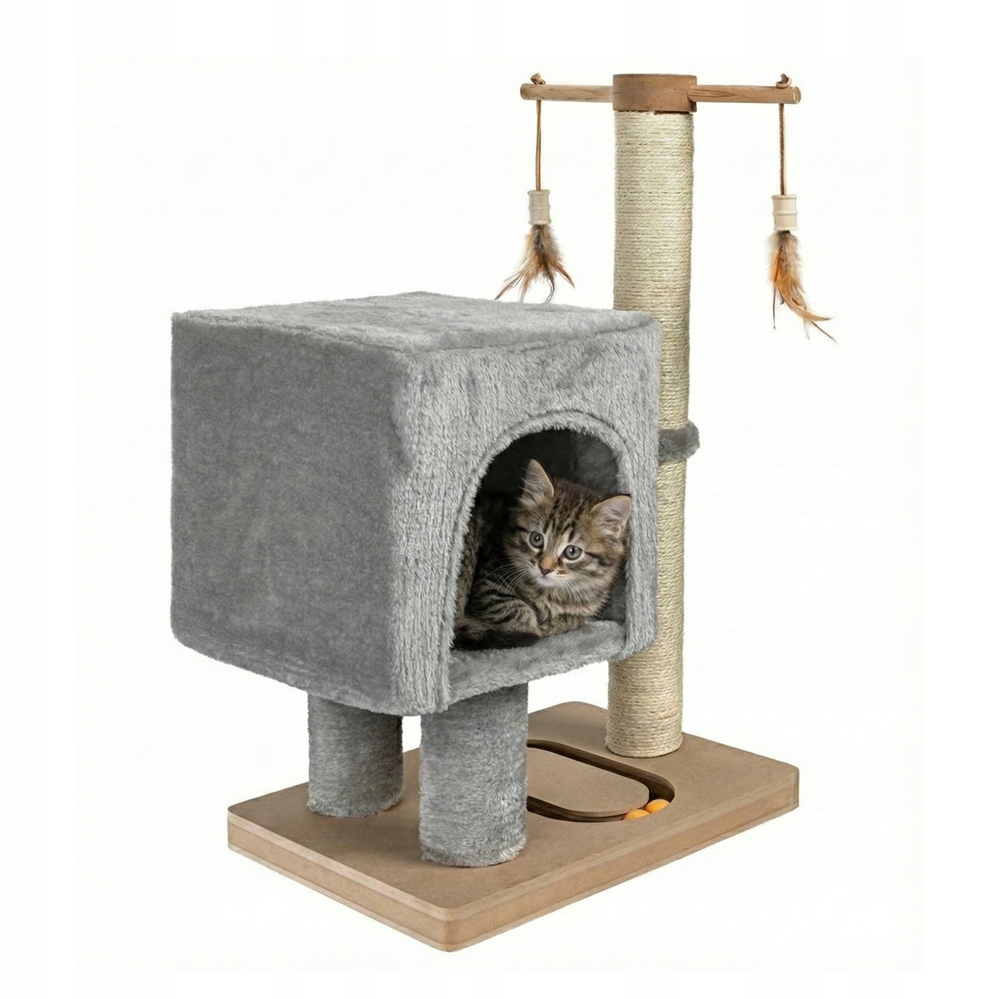 Levně Vysoký sloupek pro kočky na škrábání s hračkou
