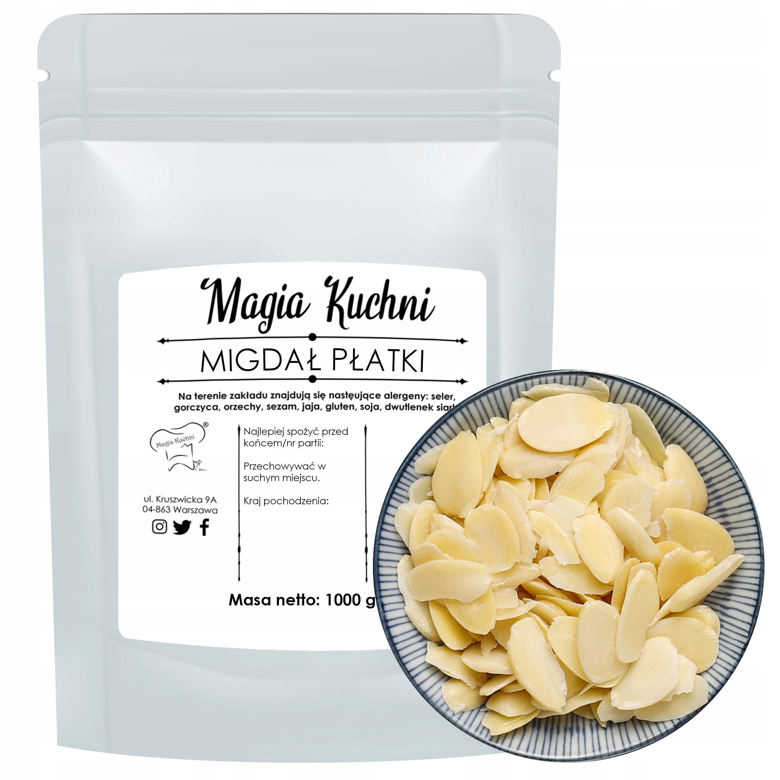 Levně Madlové plátky 1 kg Čerstvé mandle přírodní křupavé na pečení salátů