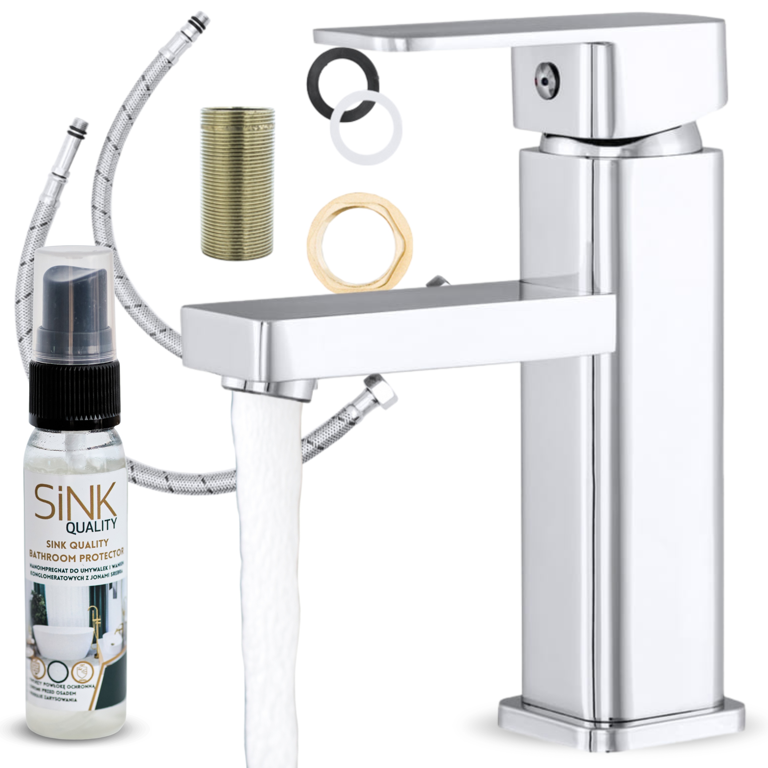 Koupelnová baterie Stříbrná Stojící na desku nízká Baterie Set