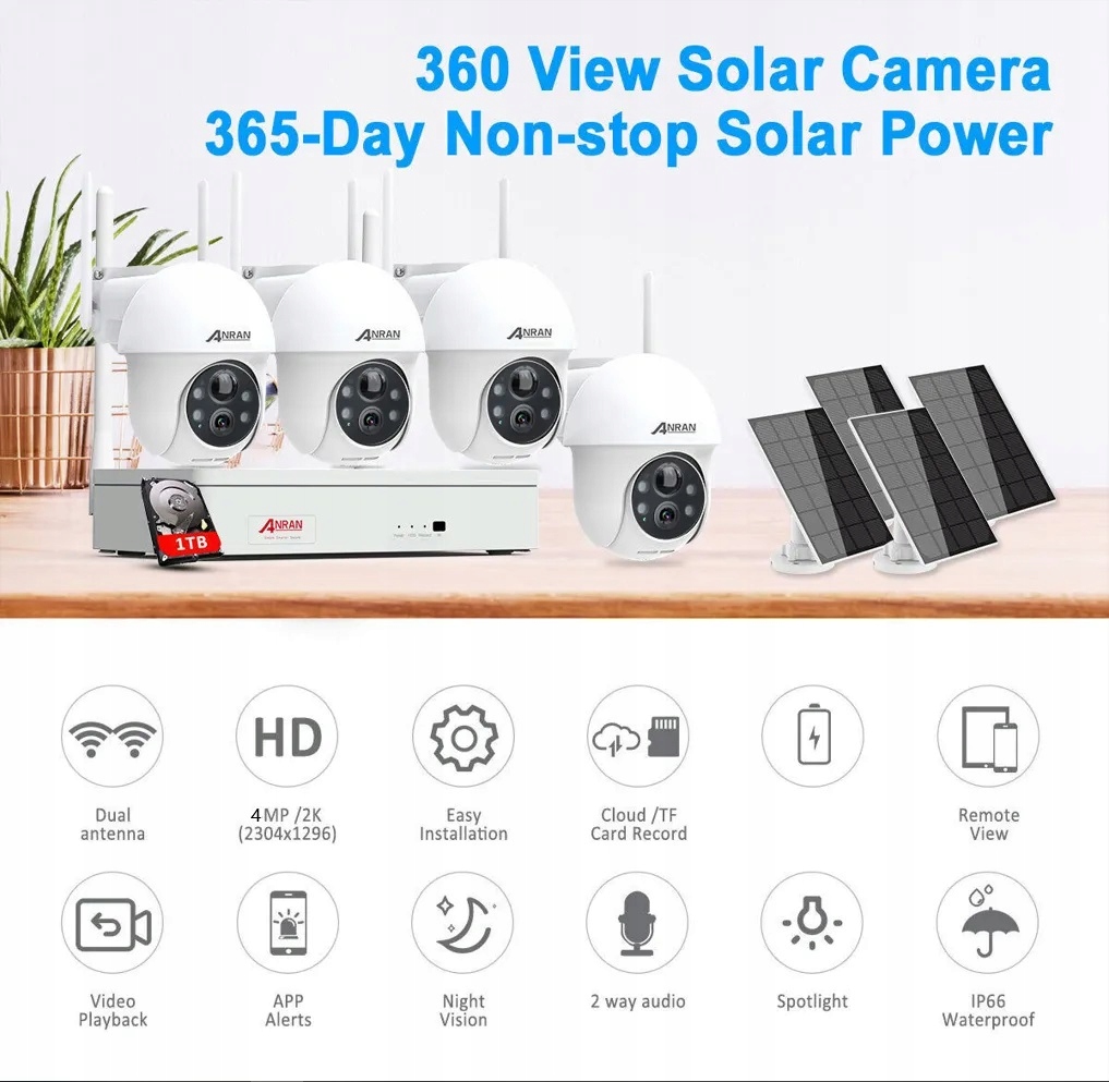 ZESTAW KAMER NA BATERIE SOLARNYCH + NAGRYWARKA Marka G-VISION