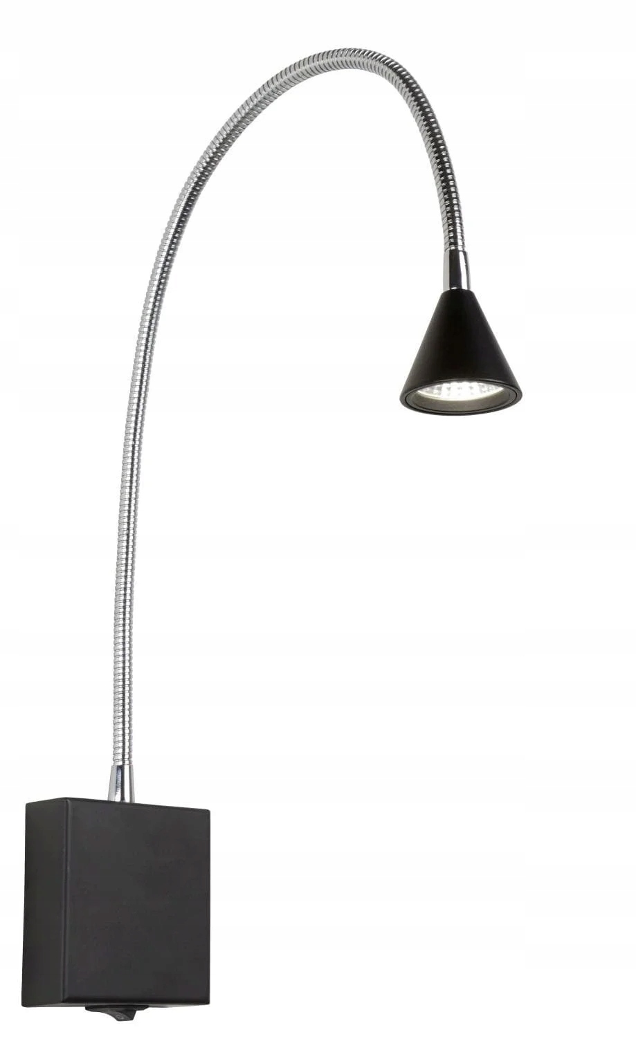 Led nastaviteľná nástenná lampa na čítanie s vypínačom, čierna Lucide