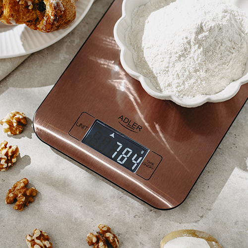 Waga kuchenna Adler AD 3183 Copper - 5kg, podświetlany LCD, stal