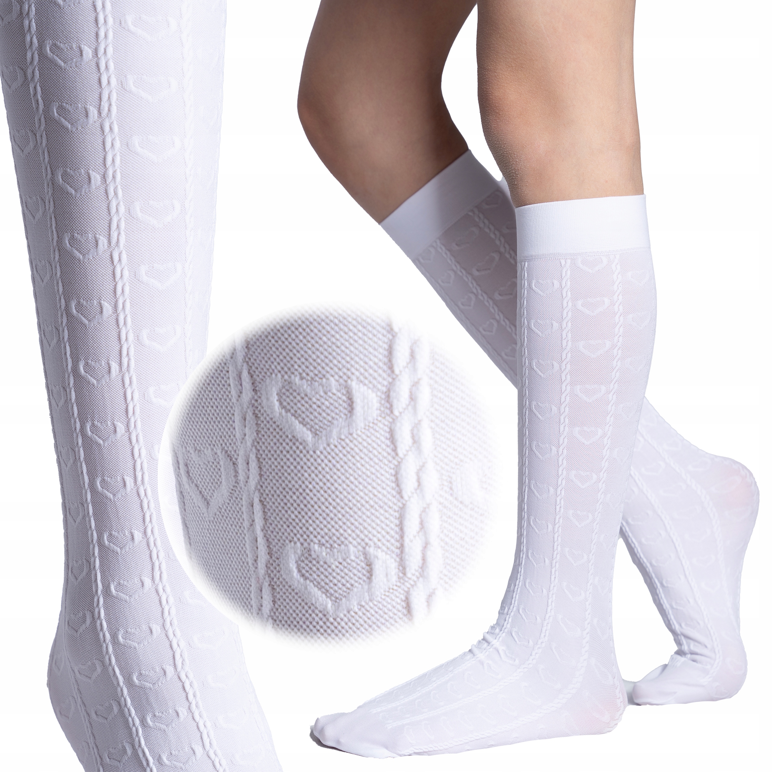 Podkolanówki BIAŁE dziewczęce SUPER JAKOŚĆ one size