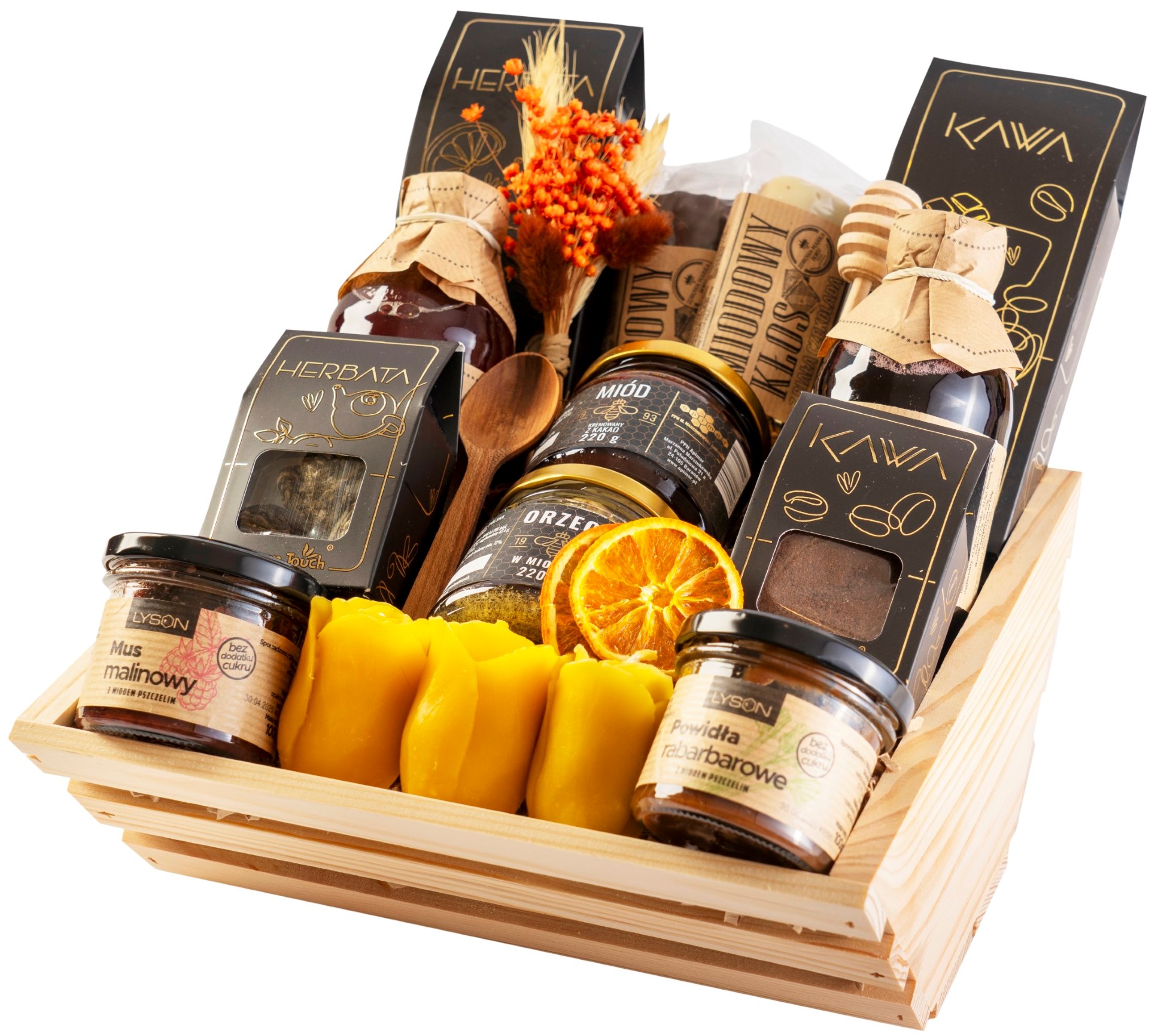 Levně Dárkový Koš exkluzivní sada dárek čaj káva medový prémiový sirup