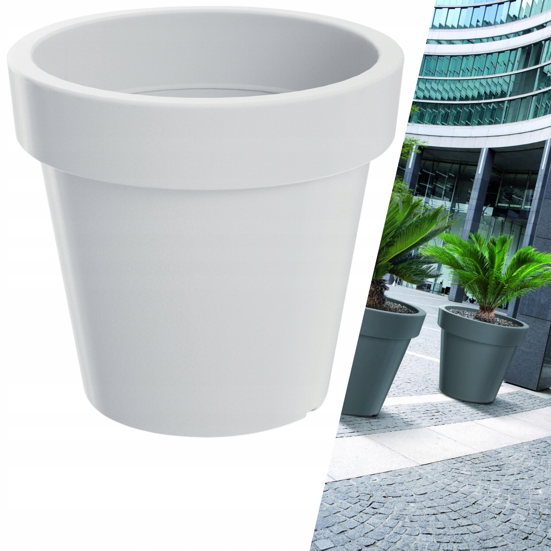 Donica Duża Okrągła Lofly 60CM 55L Biała Doniczka