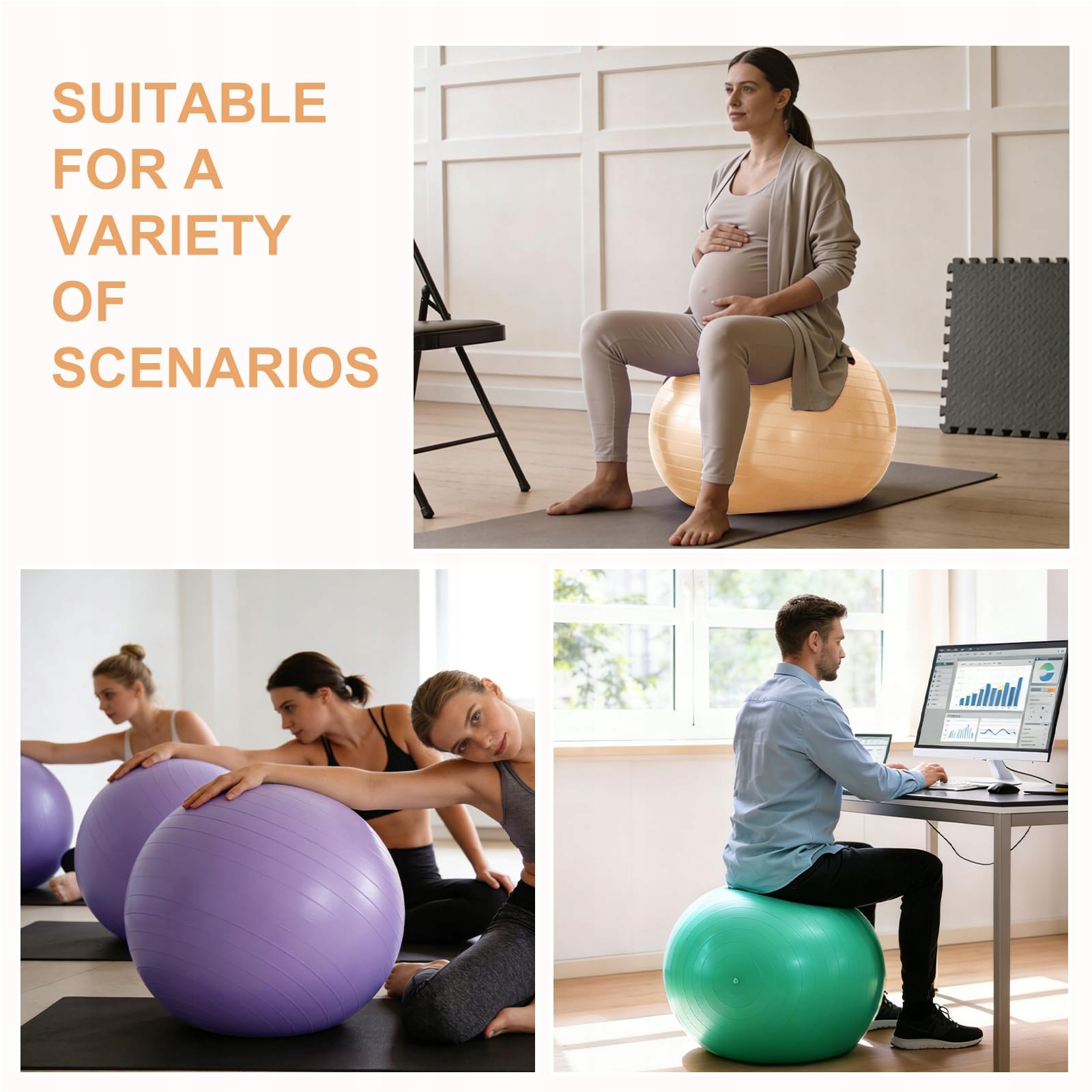 FLINTRONIC Piłka Gimnastyczna 65cm Antypoślizgowa Do Jogi Pilates Roségold — miniatura 6