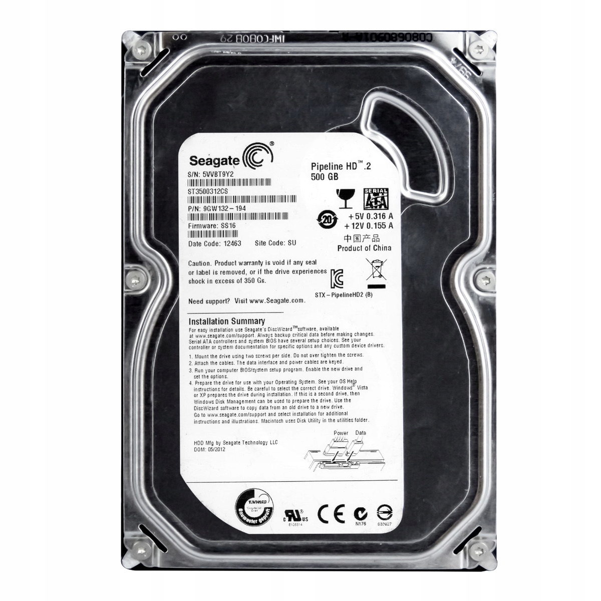 Seagate Pipeline HD.2 500GB Sata II 5.9k 8MB 3.5'' ST3500312CS