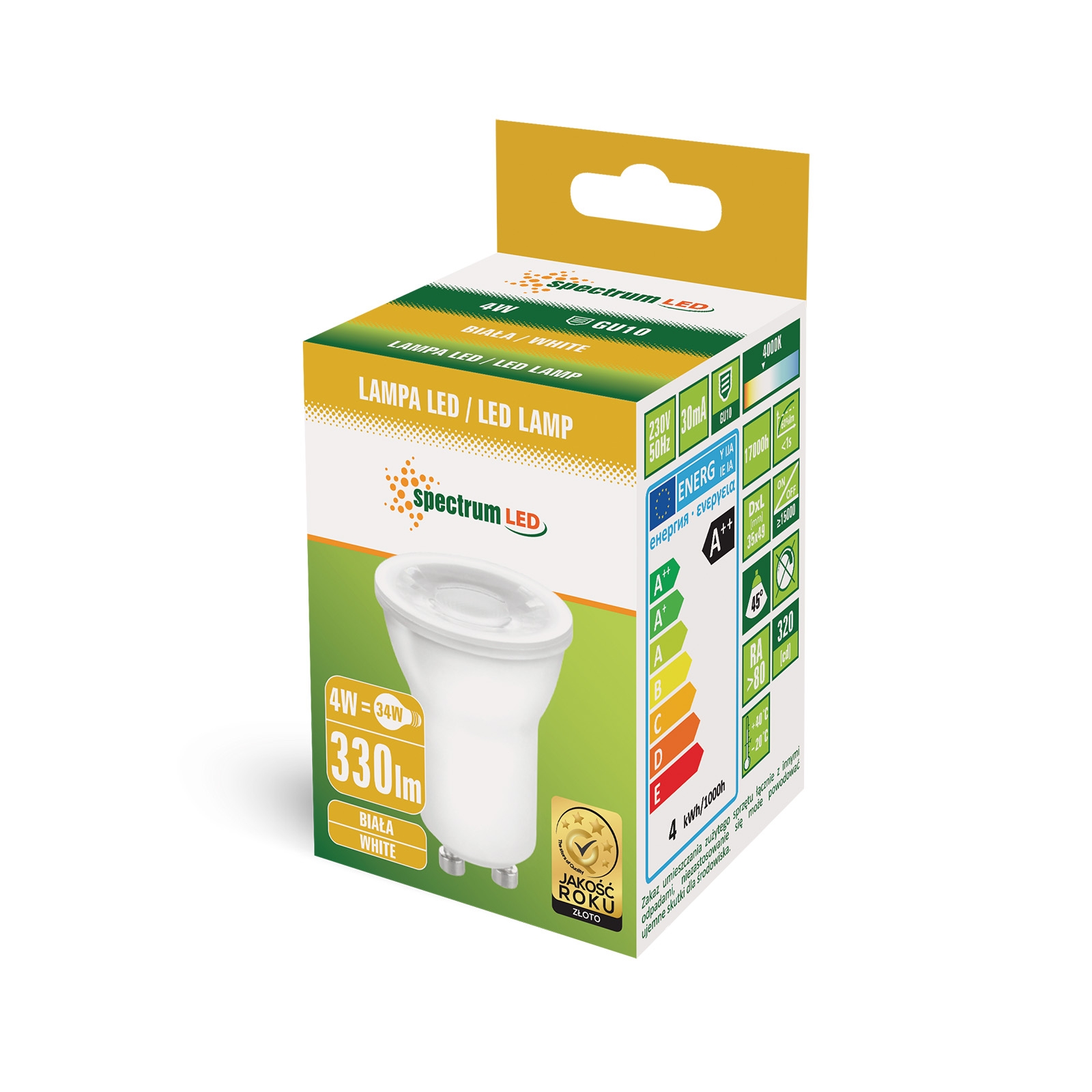 

Żarówka Led Spectrum MR11 GU10 4W 230V Nw 330lm