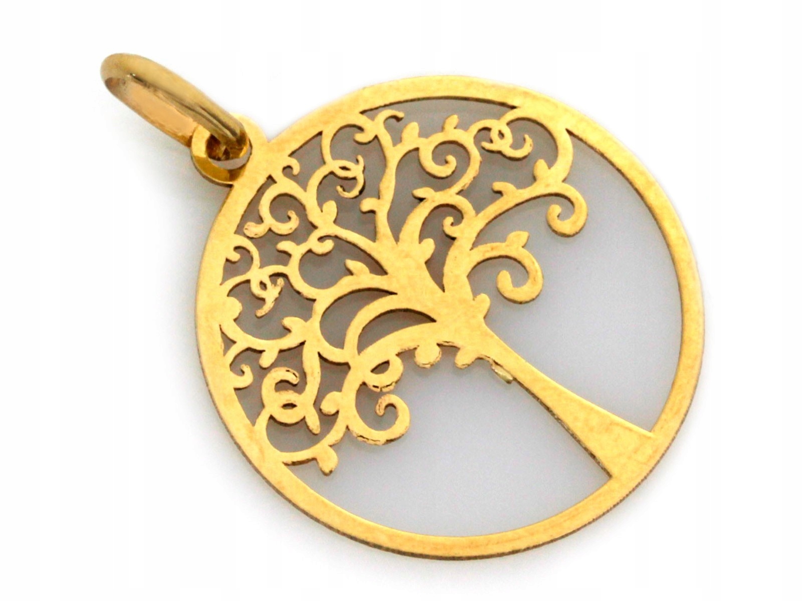 Zlatý přívěsek 585 kulatý s prolamovaným stromkem, přívěsek strom života