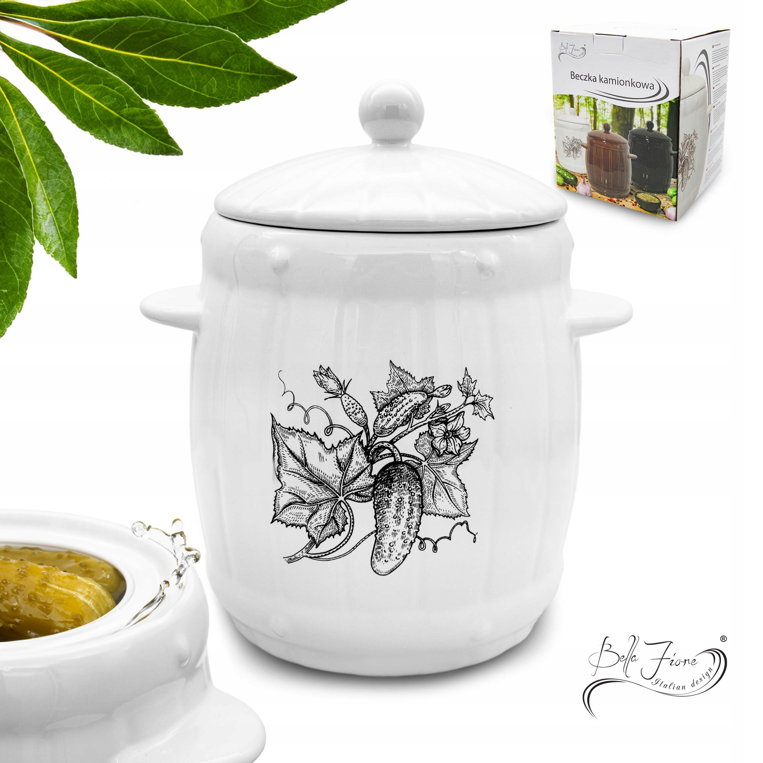 Kameninový sud 6L Hermetická kamenina k nakládání okurek zelí kameninový hrnec