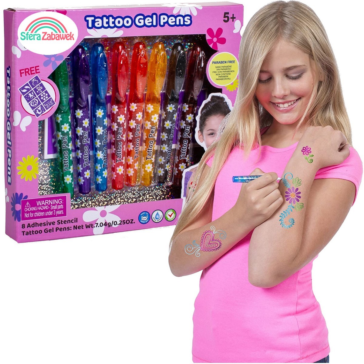 PISAKI ŻELOWE DŁUGOPIS DO ROBIENIA TATUAŻY SZABLON DO TATUAŻU Z SZABLONAMI Materiał plastik