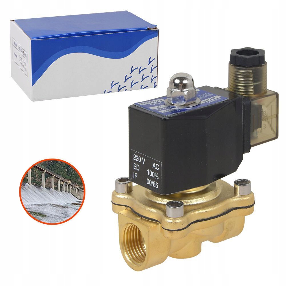 Mosazný elektromagnetický ventil 1/2" 0-10 bar Nc, normálně uzavřený