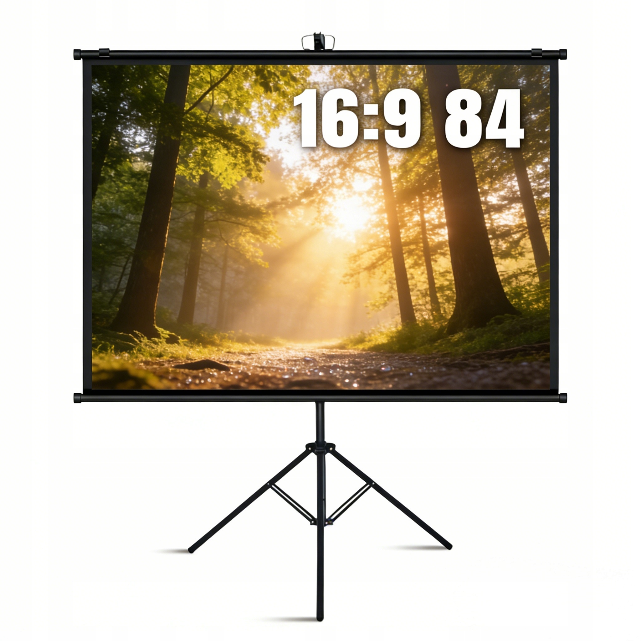 Ekran projekcyjny przenosny 84 cale zwijany 16:9 Full Hd 4K Statyw
