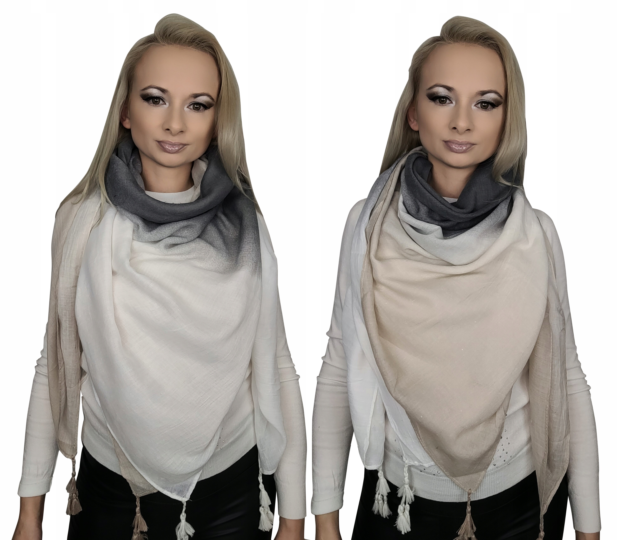

Szalik chusta Ombre apaszka Frędzle Duża