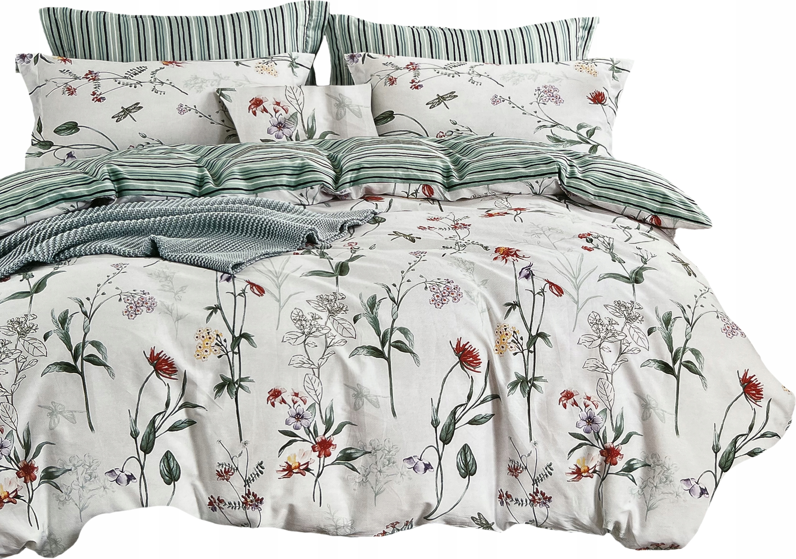 Povlečení 200x220 Bavlna Saténová 100% Povlečení Sada Povlečení Květiny