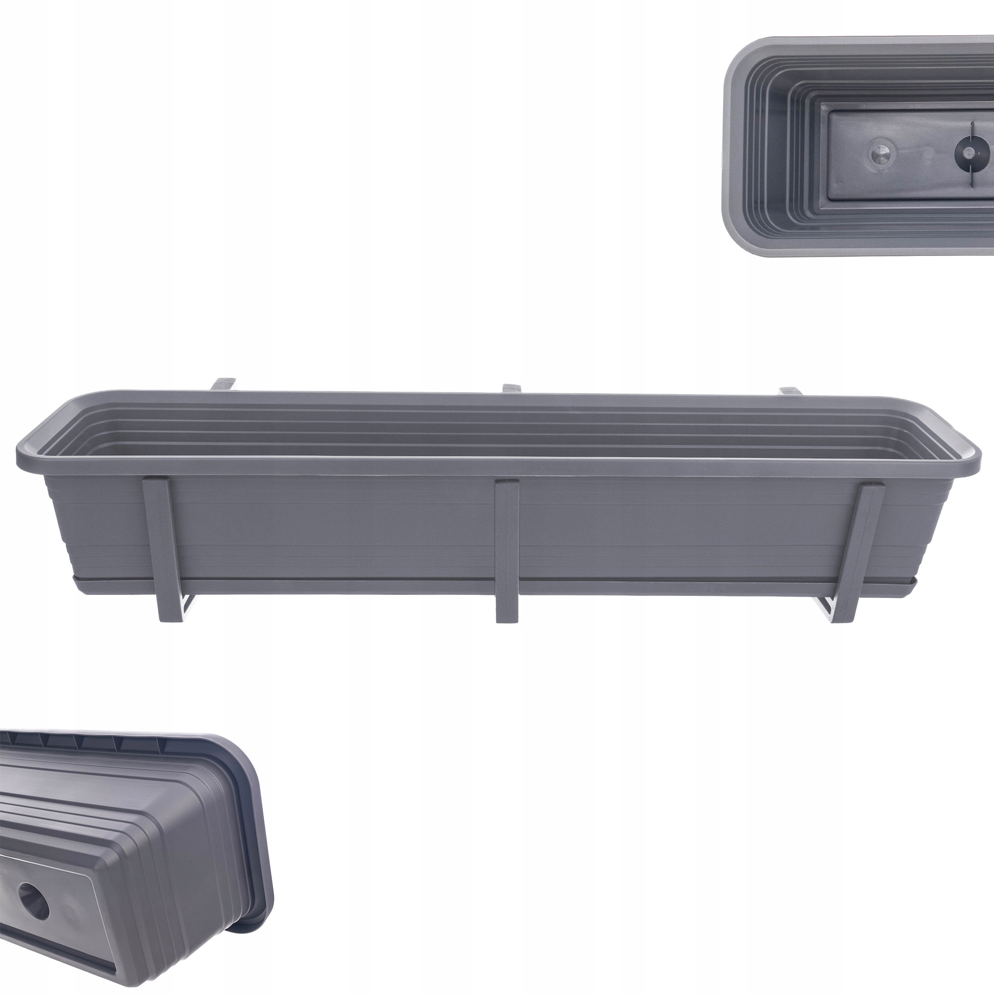 SKRZYNKA BALKONOWA DONICZKA DONICA 80cm UCHWYTY PODSTAWKA BALKON BALUSTRADĘ