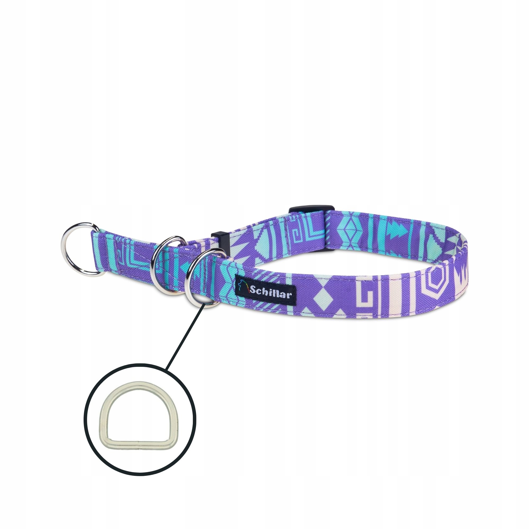 Levně Polostahovací obojek pro velkého psa, barevný, fialový, aztécký, velikost XL 40-60 cm