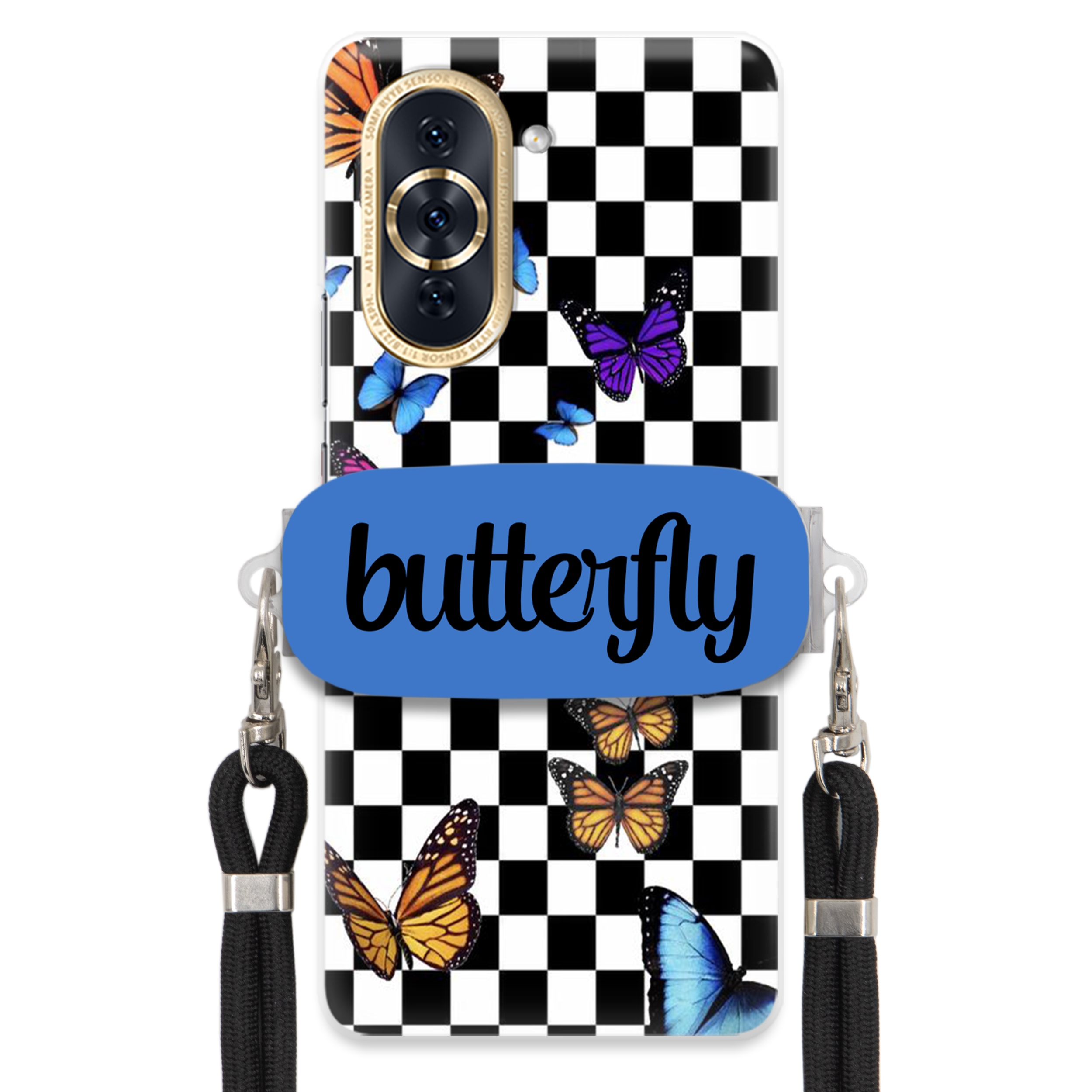 Pouzdro Pro Huawei Nova 10 Pro Case Obdélníkový Úchyt Vodítko Butterfly Motýli