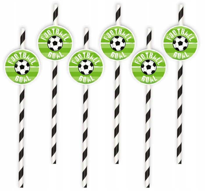 Słomki urodzinowe rurki Piłka Nożna Football 6 sztuk piłkarz