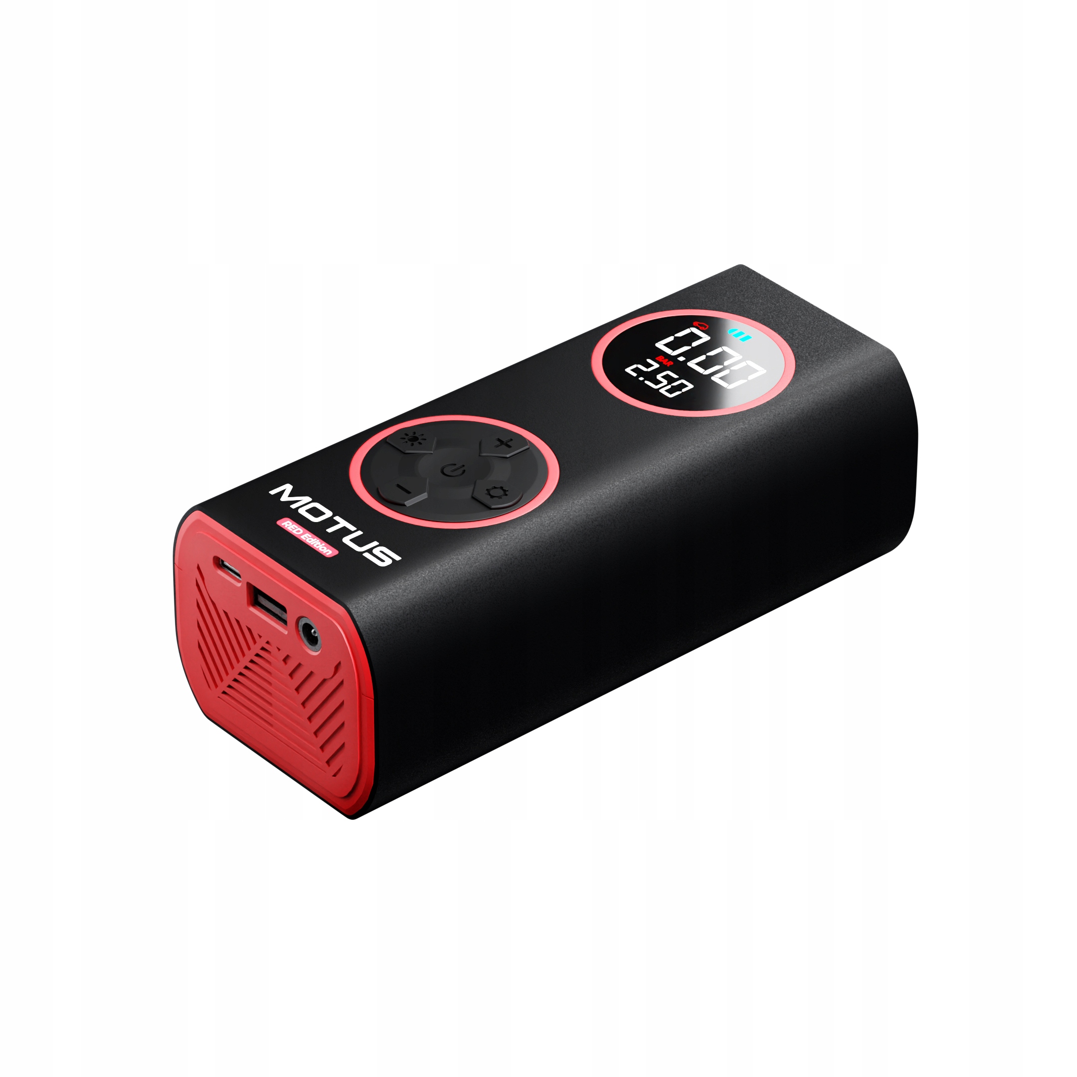 Motus AirPump Pro Red Edition – výkonná elektrická pumpa 96 W, vestavěný man