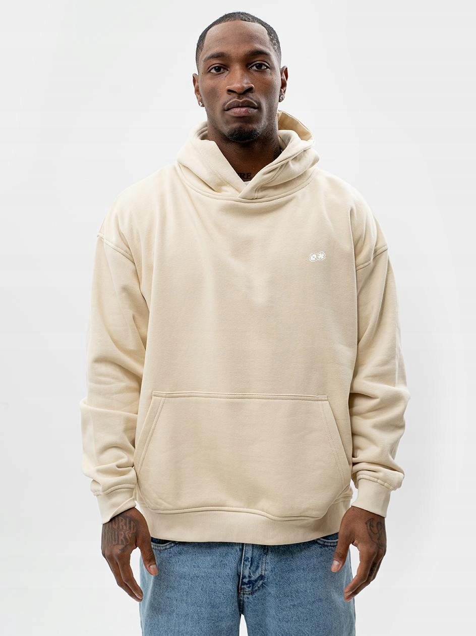 Mikina S Kapucí Oversize Pánská Volná Lucky Dice Malé logo Jasná Béžová XL