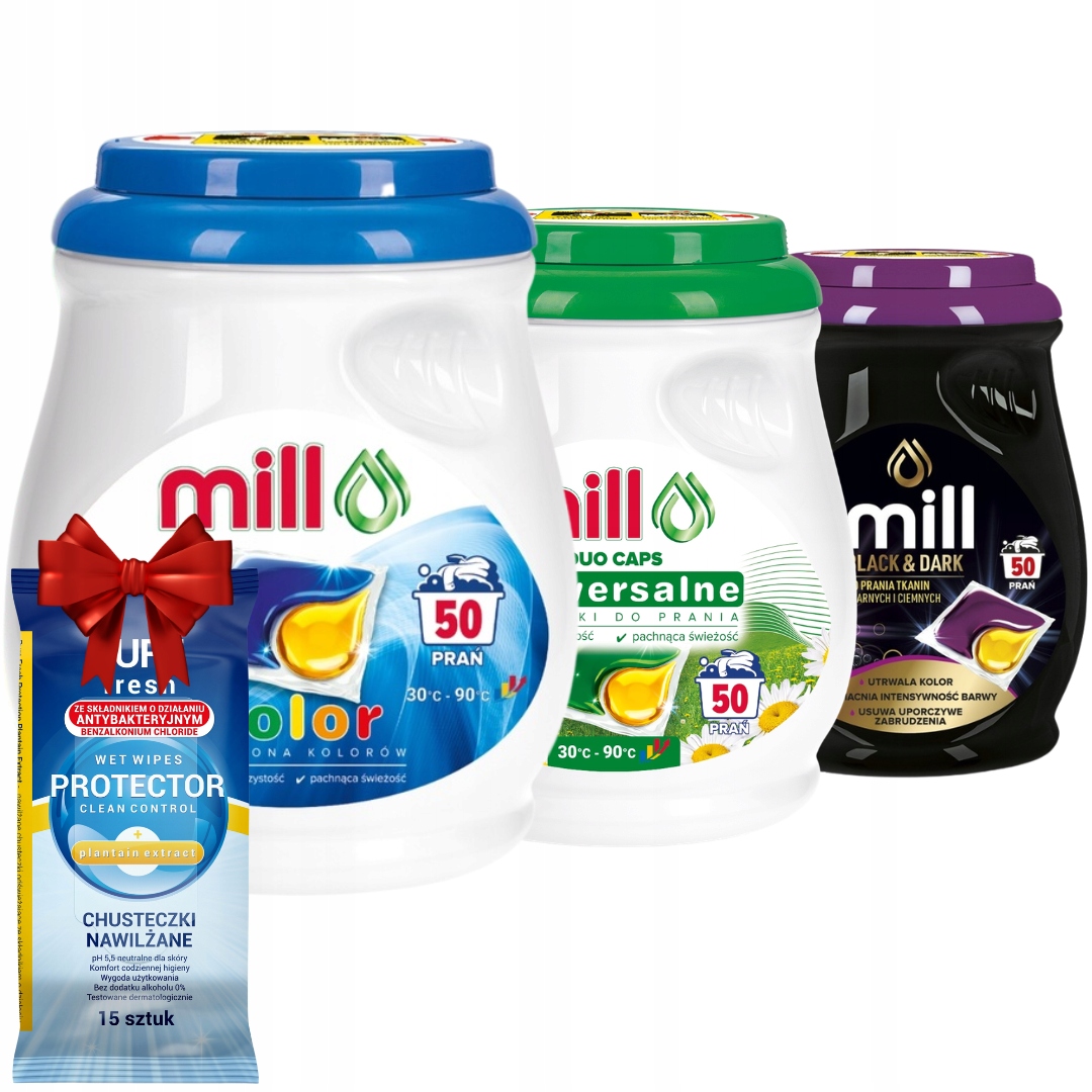 Mill Professional Kapsułki do Prania Białych i Kolorowych 50szt x3