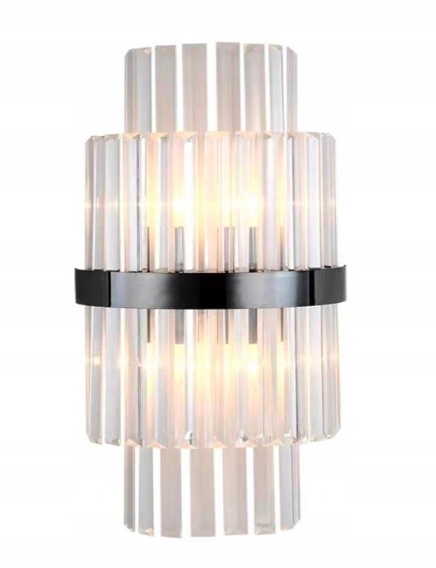 Como nástenná lampa 55 cm valcová, moderná, krištáľová, čierna