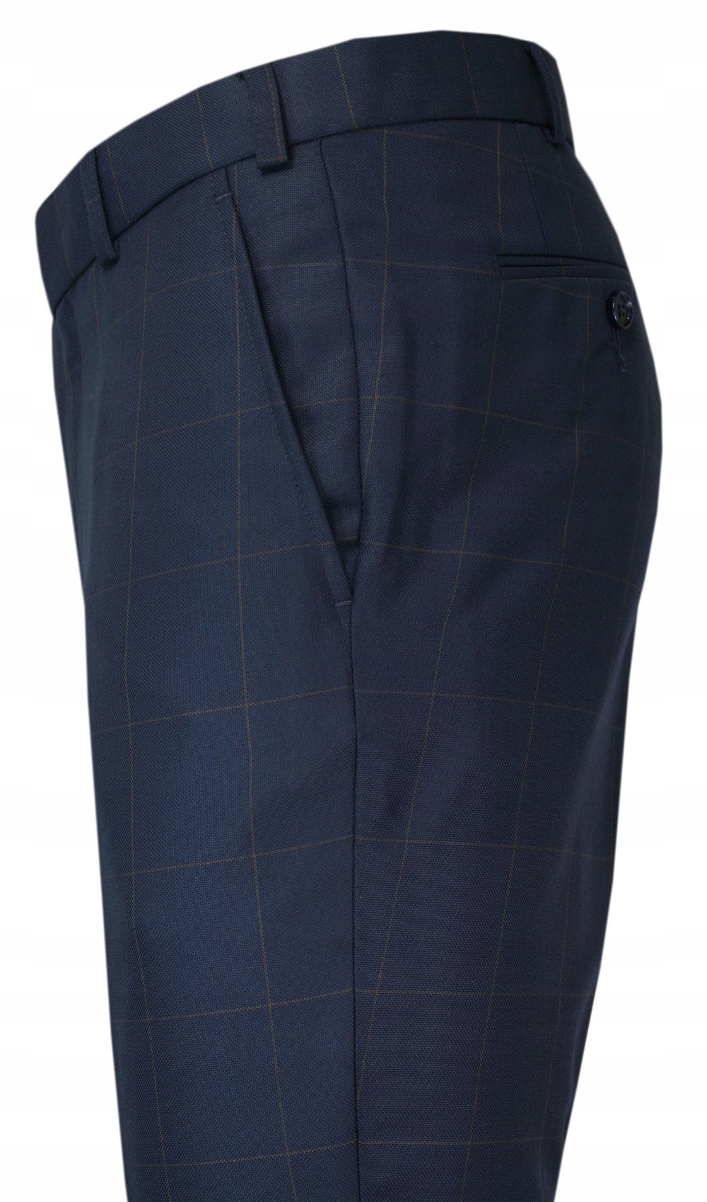 Granatowy Garnitur w Kratę VICTORIO 176/100/86 Kamizelka w zestawie nie