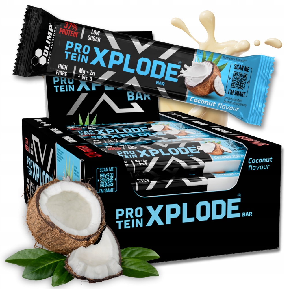 25x Olimp Protein Xplode Bar 40g Baton Wysokobiałkowy Fit Kokosowy
