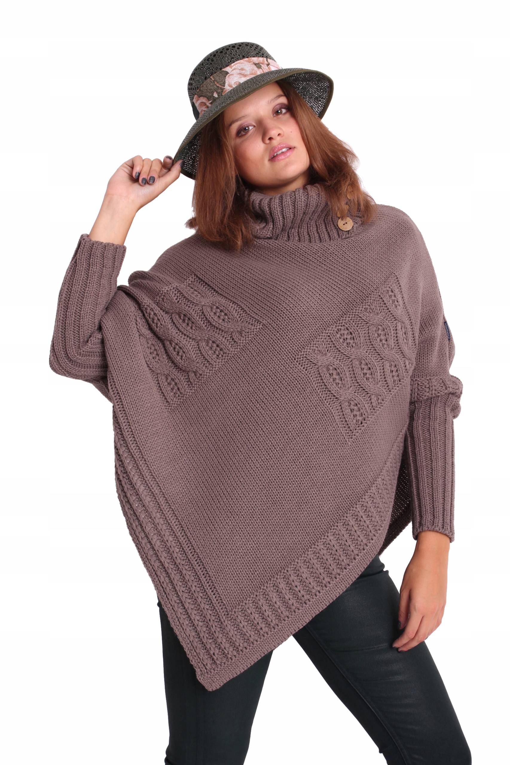 

Pasmantex Moena Ponczo Sweter Poncho Golf Rękawki