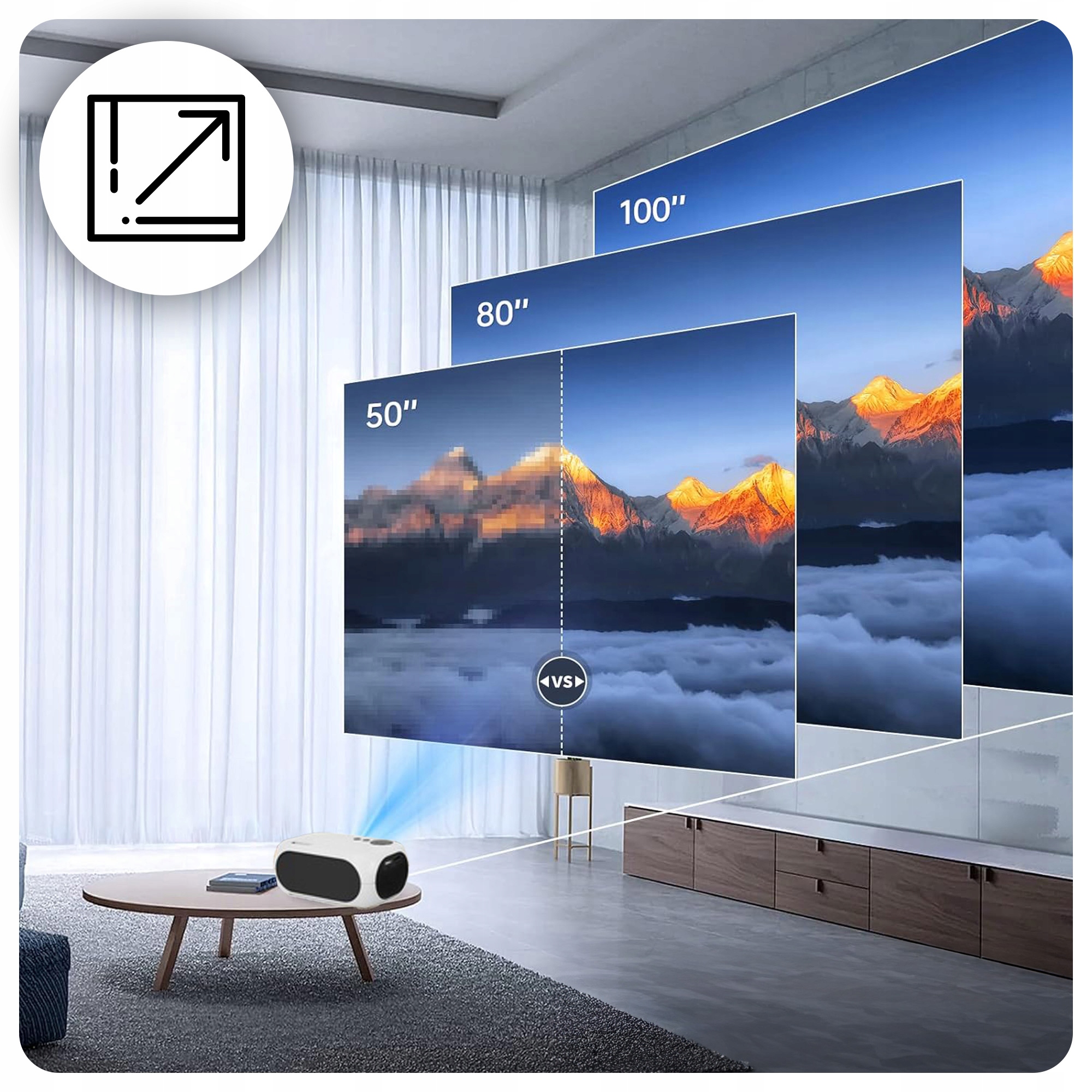 PROJEKTOR RZUTNIK FULLHD MULTIMEDIALNY SMART TV PRZENOŚNY USB HDMI MICROSD Żywotność lampy w trybie normalnym 30000 h