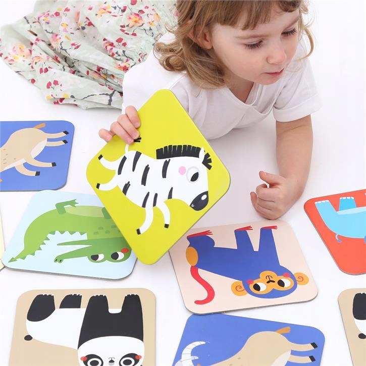 Karciana Gra dla dziecka Edukacyjne Memory Dzikie Zwierzęta Pamięciowe