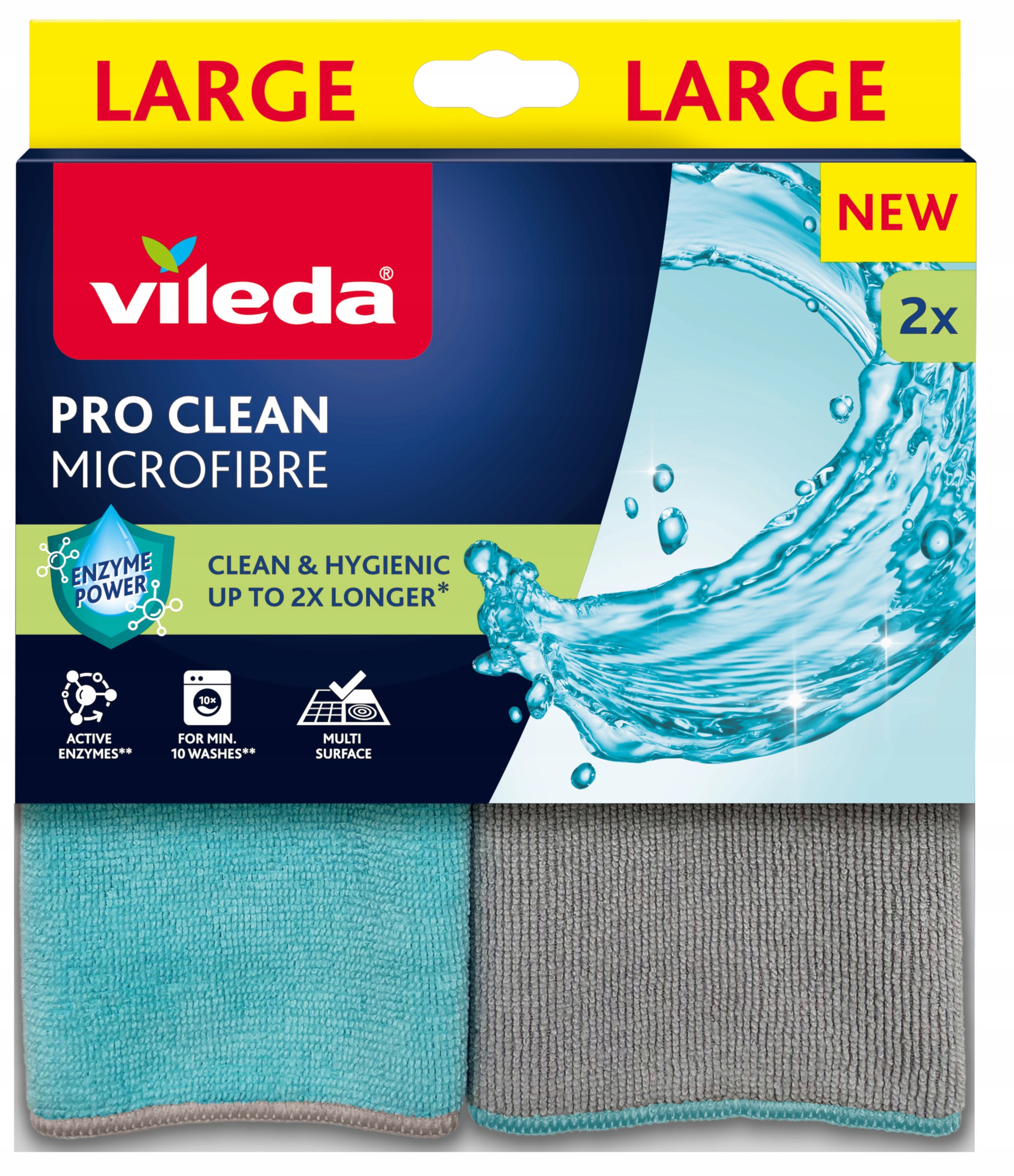 Levně Vileda Pro Clean Utěrky z mikrovlákna s enzymy, superabsorpční, 2 kusy